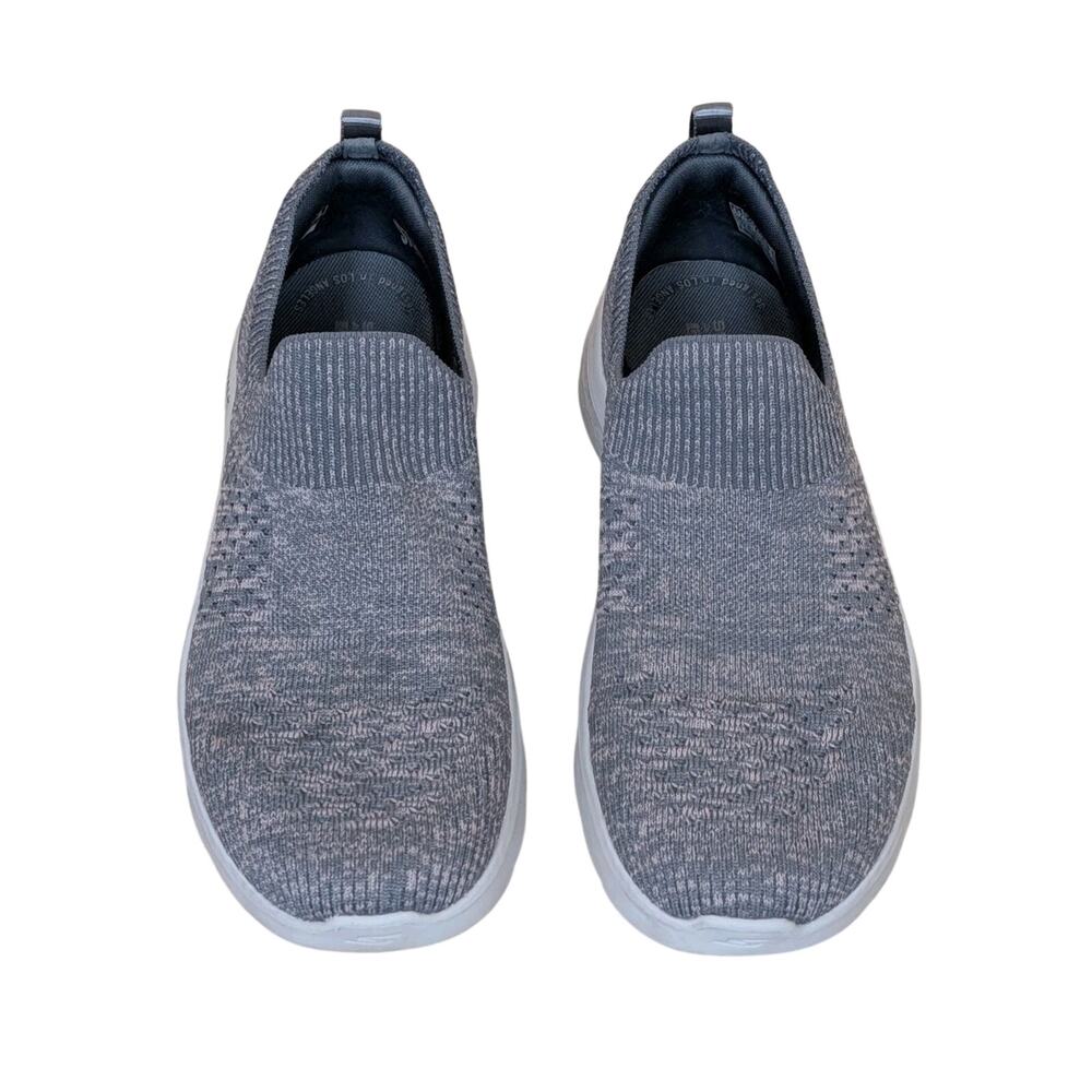 Skechers Air Cooled GOGA Mat Stretch Fit Slip-on Shoes Gray Knit Womens 8.5 - Picture 2 of 8